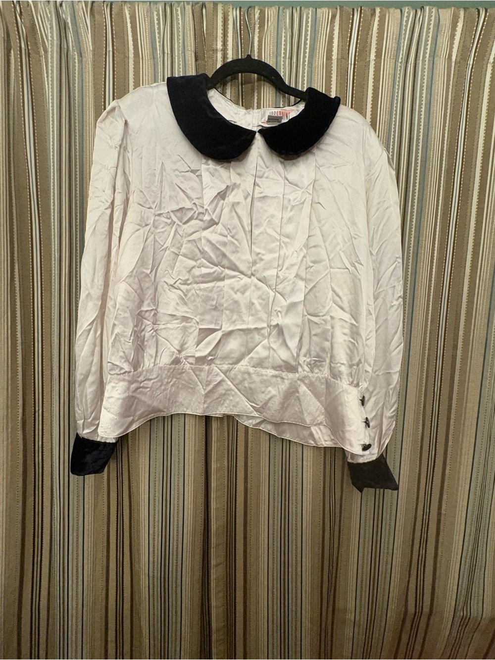 Reverse White Blouse with Black Peter Pan Collar & Cuffs